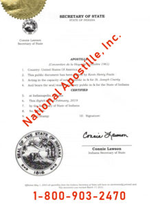 Indiana Apostille Example